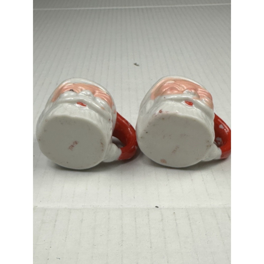 VTG Miniature Ceramic Santa Claus Mug Pair Toothpick Candle Holder Christmas - Picture 8 of 8